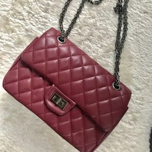 Madison West Burgundy/Wine Quilted Purse